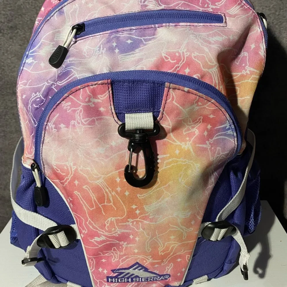 High Sierra Loop Backpack Unicorn Clouds Pink Purple Girls School Travel